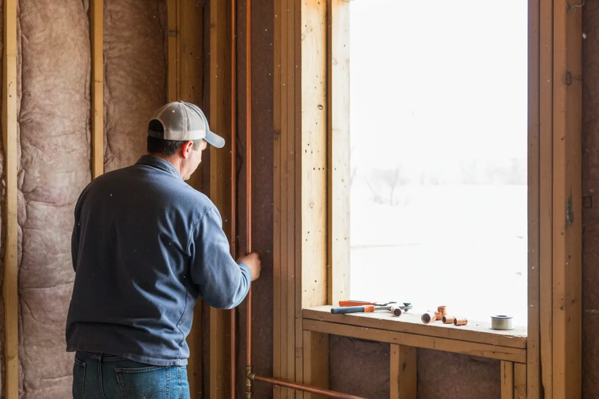 Licensed plumber running new copper supply lines in a Earlysville home