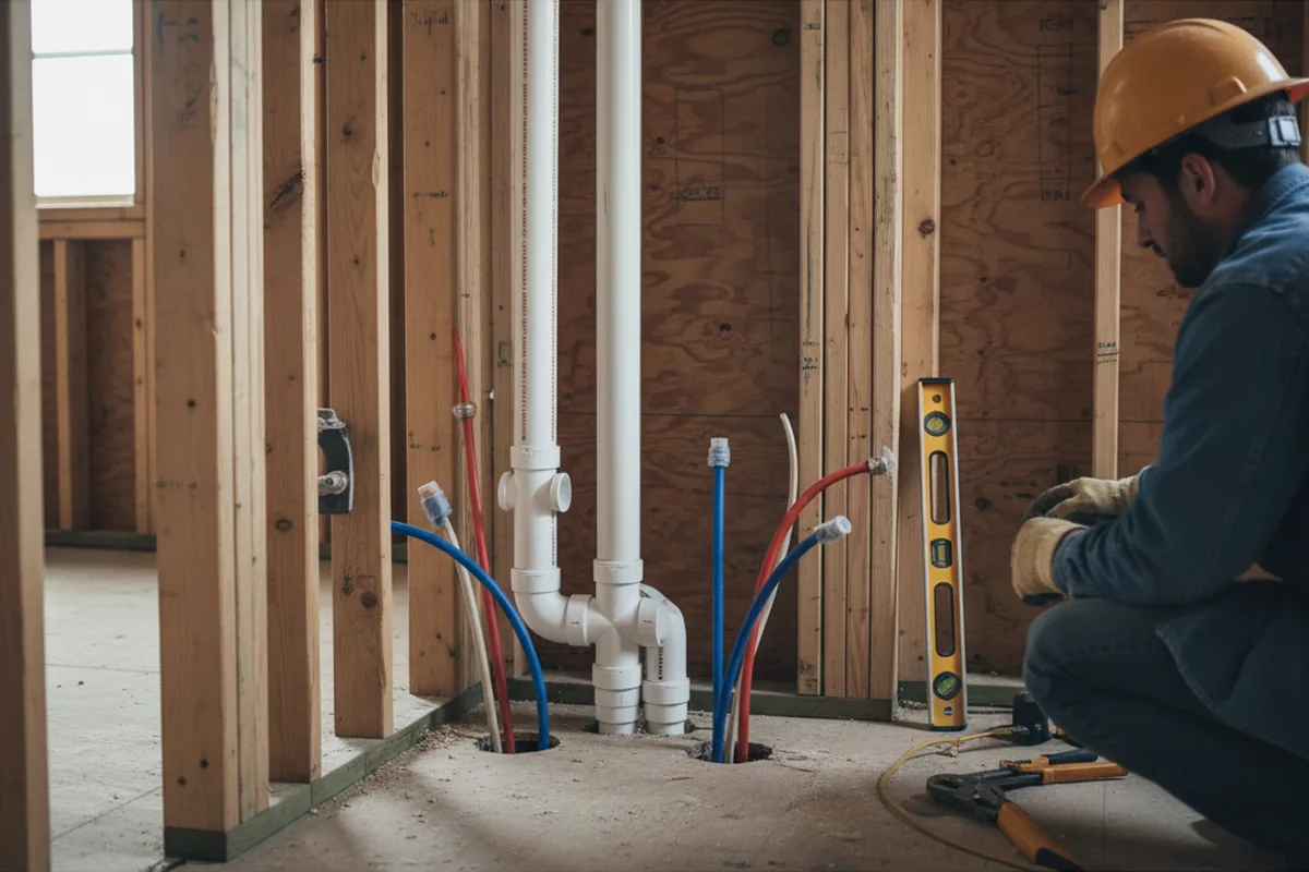 Drain and supply rough-in during Sump Pump Repair in Earlysville